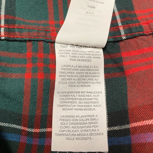 J Crew Red Plaid Button Down Sleep Shirt Size M - Picture 12 of 12